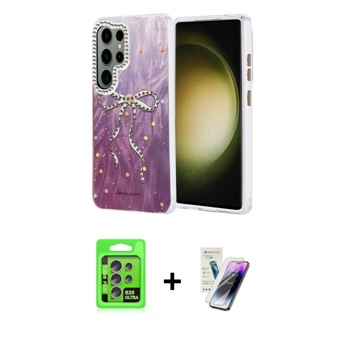 MARSİLYAN™- Galaxy S25 Ultra Kılıf Zirve Modern Prime - Şeffaf Pasifik Cam Ekran Koruyucu + Raze Metal Kamera Lens - NLGY