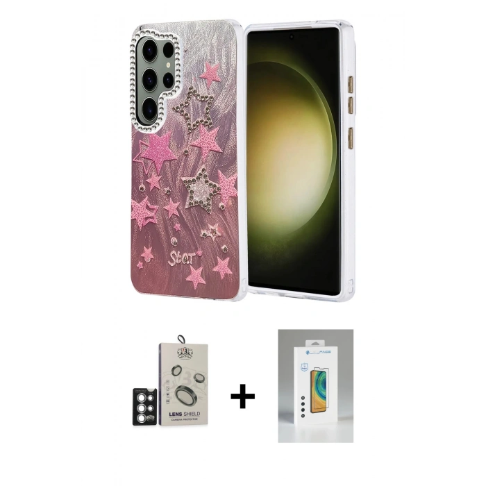MARSİLYAN™- Galaxy S25 Ultra Kılıf Zirve Modern Prime - Şeffaf Polymer Nano Ekran Koruyucu + Bilvis Titan Kamera Lens - GS