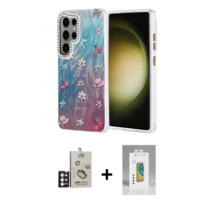 MARSİLYAN™- Galaxy S25 Ultra Kılıf Zirve Modern Prime - Şeffaf Polymer Nano Ekran Koruyucu + Bilvis Titan Kamera Lens - GS