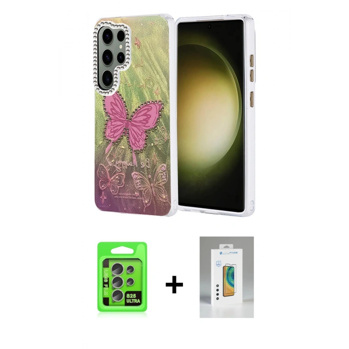 MARSİLYAN™- Galaxy S25 Ultra Kılıf Zirve Modern Prime - Şeffaf Polymer Nano Ekran Koruyucu + Raze Metal Kamera Lens - NLGY