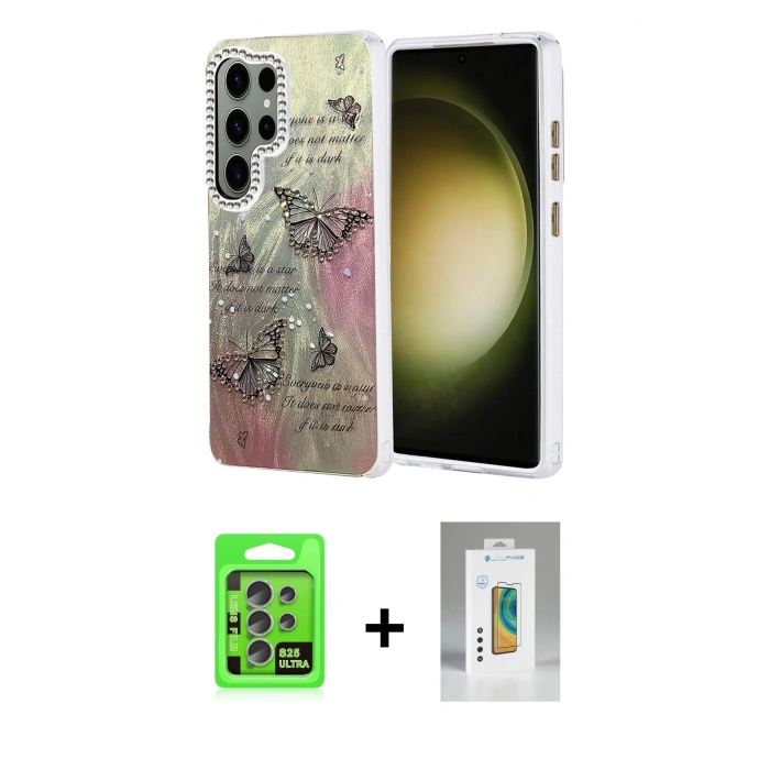 MARSİLYAN™- Galaxy S25 Ultra Kılıf Zirve Modern Prime - Şeffaf Polymer Nano Ekran Koruyucu + Raze Metal Kamera Lens - NLGY