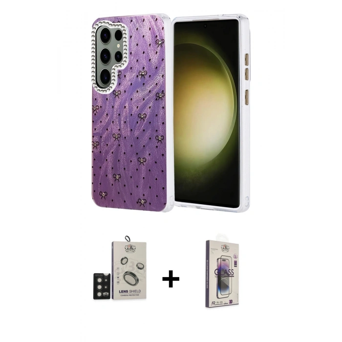 MARSİLYAN™- Galaxy S25 Ultra Kılıf Zirve Modern Prime - Siyah Bilvis 3D Cam Ekran Koruyucu + Bilvis Titan Kamera Lens - SH