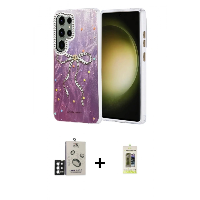 MARSİLYAN™- Galaxy S25 Ultra Kılıf Zirve Modern Prime - Siyah Joko Magic 5D Hayalet Cam + Bilvis Titan Kamera Lens - GS