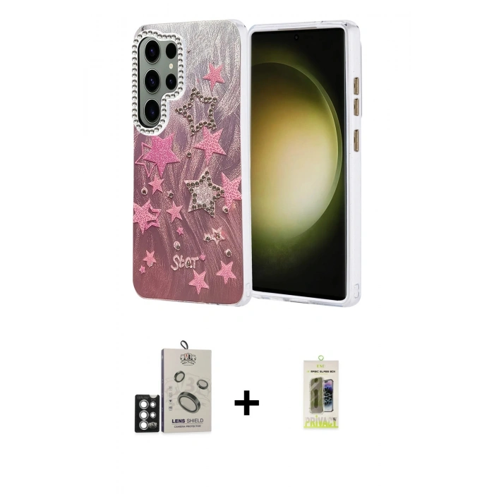 MARSİLYAN™- Galaxy S25 Ultra Kılıf Zirve Modern Prime - Siyah Joko Magic 5D Hayalet Cam + Bilvis Titan Kamera Lens - GS