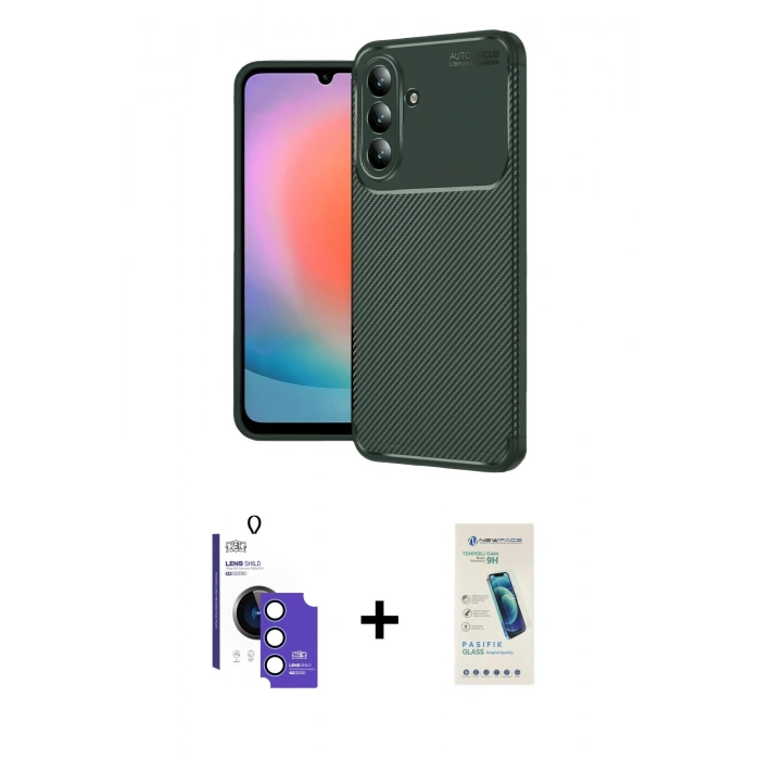 MARSİLYAN™- Galaxy S26 Kılıf Eksen Form Prime - Şeffaf Pasifik Cam Ekran Koruyucu + Bilvis Titan Kamera Lens - MI