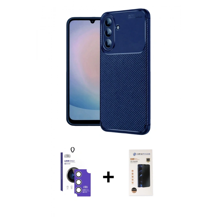 MARSİLYAN™- Galaxy S26 Kılıf Eksen Form Prime - Siyah 3D Antistatik Hayalet Cam Ekran Koruyucu + Bilvis Titan Kamera Lens - GS