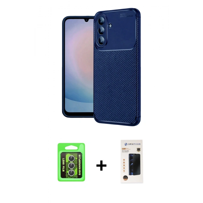 MARSİLYAN™- Galaxy S26 Kılıf Eksen Form Prime - Siyah 3D Antistatik Hayalet Cam Ekran Koruyucu + Raze Metal Kamera Lens - GS