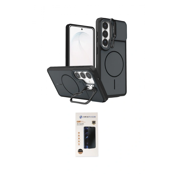 MARSİLYAN™- Galaxy S26 Kılıf İz Modern Prime - Siyah 3D Antistatik Hayalet Cam Ekran Koruyucu