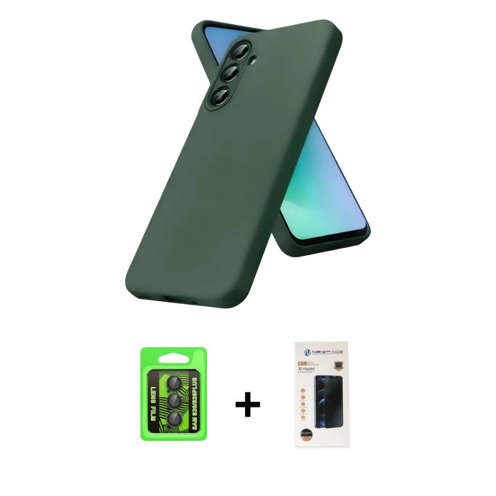 MARSİLYAN™- Galaxy S26 Kılıf Kozmos Yansıma Özel Seri - Siyah 3D Antistatik Hayalet Cam Ekran Koruyucu + Raze Metal Kamera Lens - SH