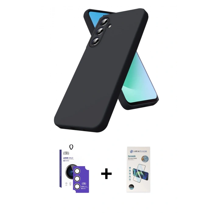 MARSİLYAN™- Galaxy S26 Kılıf Kozmos Yansıma Özel Seri - Siyah 3D Antistatik Seramik Nano Ekran Koruyucu + Bilvis Titan Kamera Lens - GS