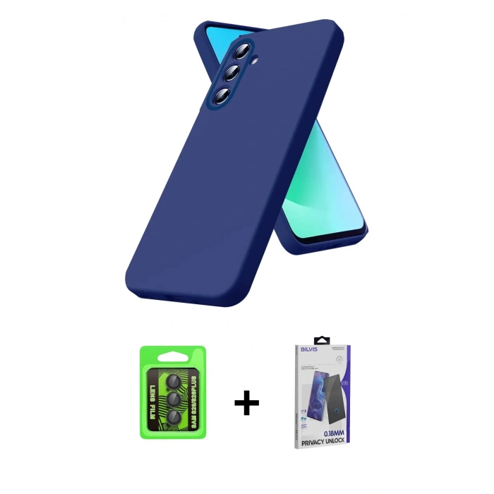 MARSİLYAN™- Galaxy S26 Kılıf Kozmos Yansıma Özel Seri - Siyah Bilvis Hayalet Cam Ekran Koruyucu + Raze Metal Kamera Lens - SH
