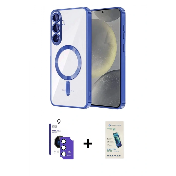 MARSİLYAN™- Galaxy S26 Kılıf Nova Işık Özel Seri - Şeffaf Pasifik Cam Ekran Koruyucu + Bilvis Titan Kamera Lens - MI