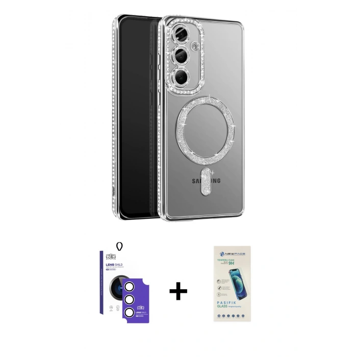 MARSİLYAN™- Galaxy S26 Kılıf Siluet Işık Serisi - Şeffaf Pasifik Cam Ekran Koruyucu + Bilvis Titan Kamera Lens - GS