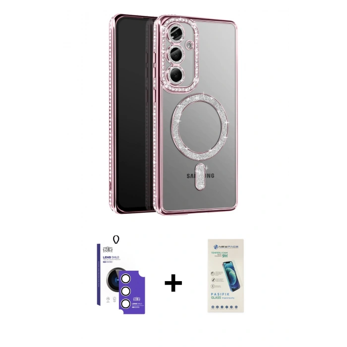 MARSİLYAN™- Galaxy S26 Kılıf Siluet Işık Serisi - Şeffaf Pasifik Cam Ekran Koruyucu + Bilvis Titan Kamera Lens - GS