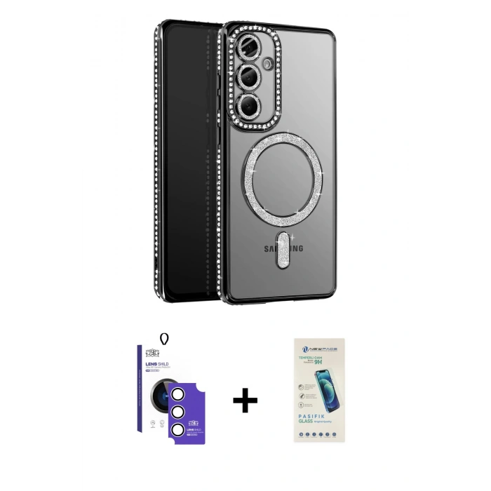 MARSİLYAN™- Galaxy S26 Kılıf Siluet Işık Serisi - Şeffaf Pasifik Cam Ekran Koruyucu + Bilvis Titan Kamera Lens - GS