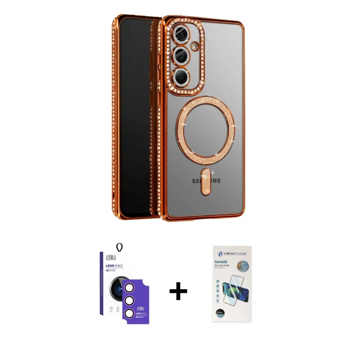 MARSİLYAN™- Galaxy S26 Kılıf Siluet Işık Serisi - Siyah 3D Antistatik Seramik Nano Ekran Koruyucu + Bilvis Titan Kamera Lens - PE