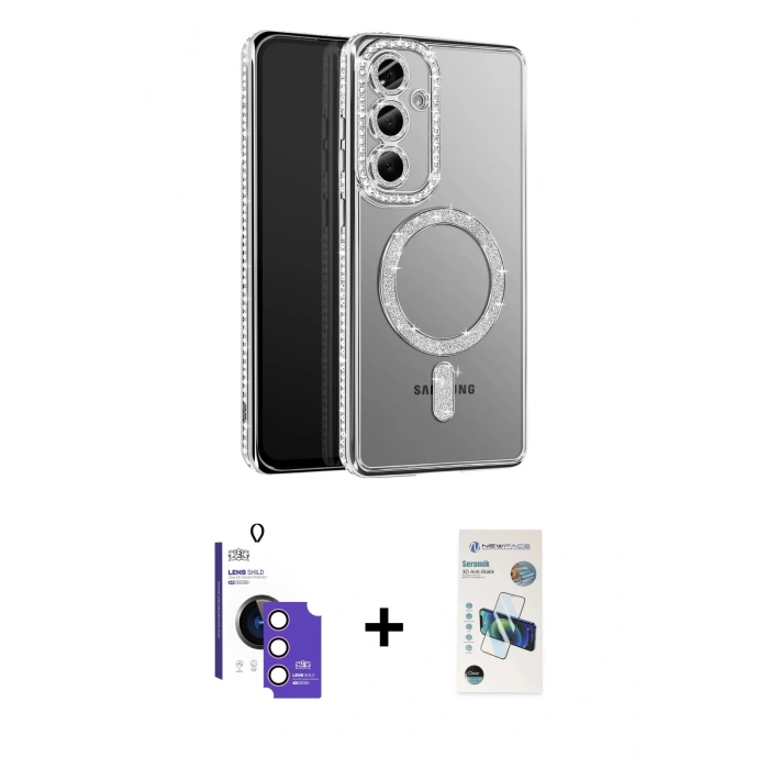 MARSİLYAN™- Galaxy S26 Kılıf Siluet Işık Serisi - Siyah 3D Antistatik Seramik Nano Ekran Koruyucu + Bilvis Titan Kamera Lens - PE