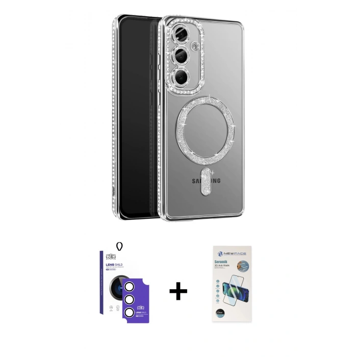 MARSİLYAN™- Galaxy S26 Kılıf Siluet Işık Serisi - Siyah 3D Antistatik Seramik Nano Ekran Koruyucu + Bilvis Titan Kamera Lens - GS