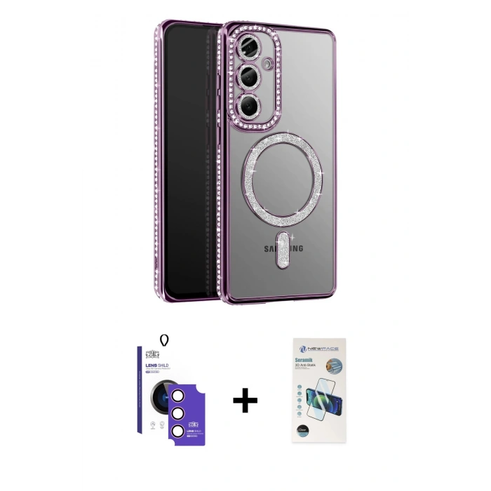 MARSİLYAN™- Galaxy S26 Kılıf Siluet Işık Serisi - Siyah 3D Antistatik Seramik Nano Ekran Koruyucu + Bilvis Titan Kamera Lens - PE