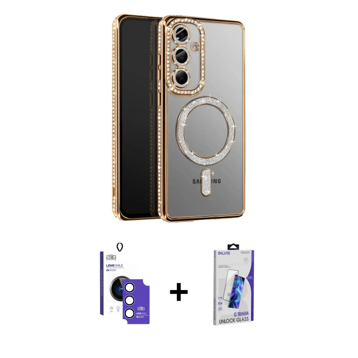 MARSİLYAN™- Galaxy S26 Kılıf Siluet Işık Serisi - Siyah Bilvis 3D Cam Ekran Koruyucu + Bilvis Titan Kamera Lens - MI