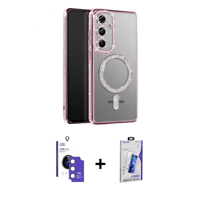 MARSİLYAN™- Galaxy S26 Kılıf Siluet Işık Serisi - Siyah Bilvis 3D Cam Ekran Koruyucu + Bilvis Titan Kamera Lens - MI