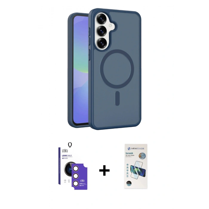 MARSİLYAN™- Galaxy S26 Kılıf Siluet Minimal Prime - Siyah 3D Antistatik Seramik Nano Ekran Koruyucu + Bilvis Titan Kamera Lens - PE