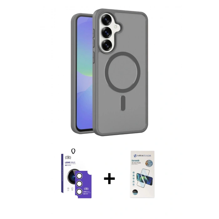 MARSİLYAN™- Galaxy S26 Kılıf Siluet Minimal Prime - Siyah 3D Antistatik Seramik Nano Ekran Koruyucu + Bilvis Titan Kamera Lens - GS