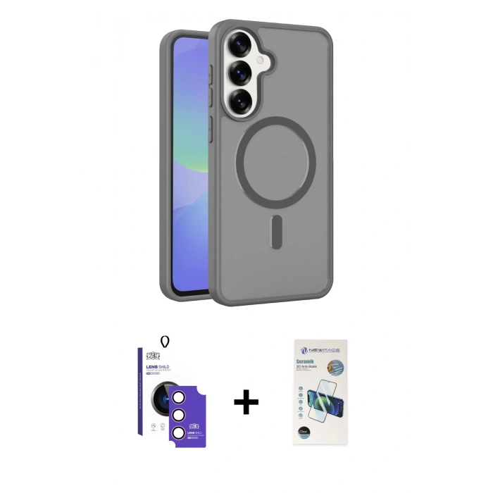 MARSİLYAN™- Galaxy S26 Kılıf Siluet Minimal Prime - Siyah 3D Antistatik Seramik Nano Ekran Koruyucu + Bilvis Titan Kamera Lens - PE