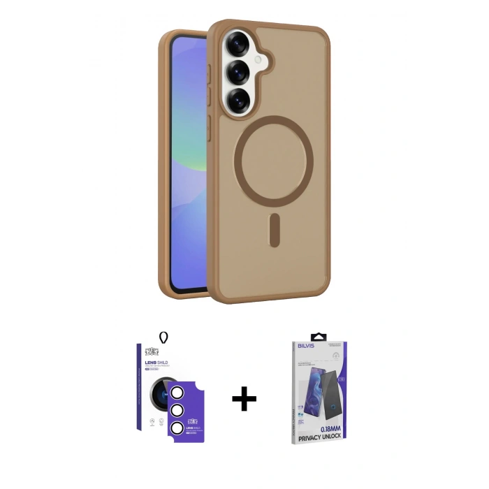 MARSİLYAN™- Galaxy S26 Kılıf Siluet Minimal Prime - Siyah Bilvis Hayalet Cam Ekran Koruyucu + Bilvis Titan Kamera Lens - GS