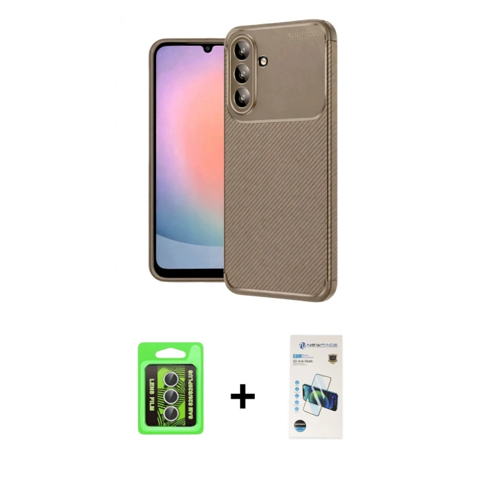 MARSİLYAN™- Galaxy S26 Plus Kılıf Eksen Form Prime - Siyah 3D Antistatik Cam Ekran Koruyucu + Raze Metal Kamera Lens - GS