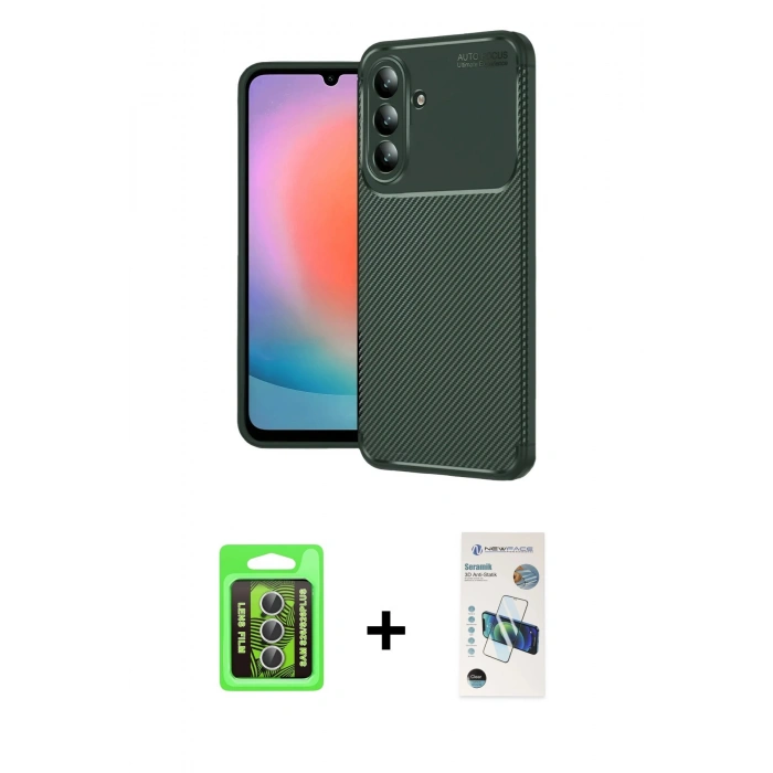 MARSİLYAN™- Galaxy S26 Plus Kılıf Eksen Form Prime - Siyah 3D Antistatik Seramik Nano Ekran Koruyucu + Raze Metal Kamera Lens - GS