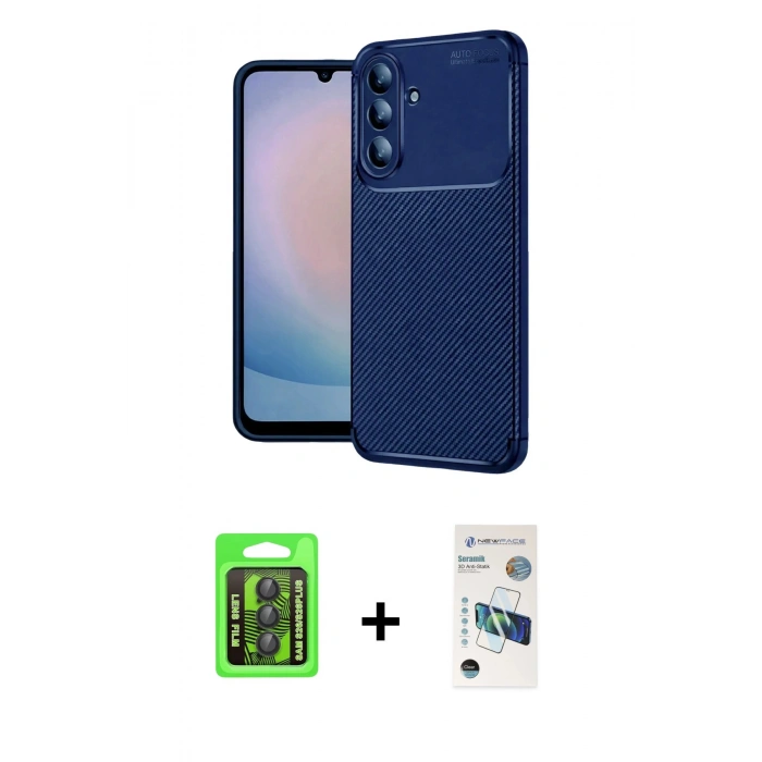 MARSİLYAN™- Galaxy S26 Plus Kılıf Eksen Form Prime - Siyah 3D Antistatik Seramik Nano Ekran Koruyucu + Raze Metal Kamera Lens - SH