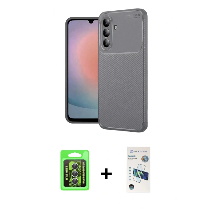 MARSİLYAN™- Galaxy S26 Plus Kılıf Eksen Form Prime - Siyah 3D Antistatik Seramik Nano Ekran Koruyucu + Raze Metal Kamera Lens - GS