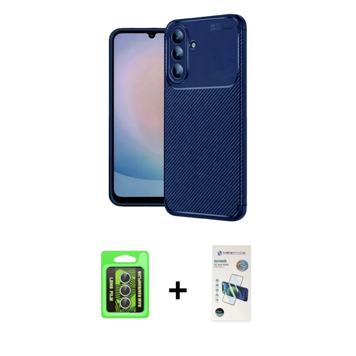 MARSİLYAN™- Galaxy S26 Plus Kılıf Eksen Form Prime - Siyah 3D Antistatik Seramik Nano Ekran Koruyucu + Raze Metal Kamera Lens - GS
