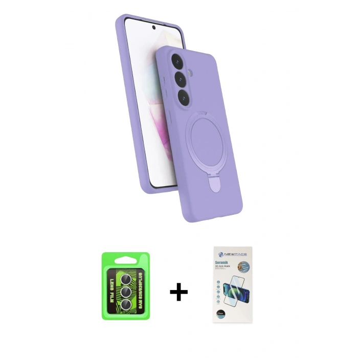 MARSİLYAN™- Galaxy S26 Plus Kılıf İz Işık Koleksiyonu - Siyah 3D Antistatik Seramik Nano Ekran Koruyucu + Raze Metal Kamera Lens - GS