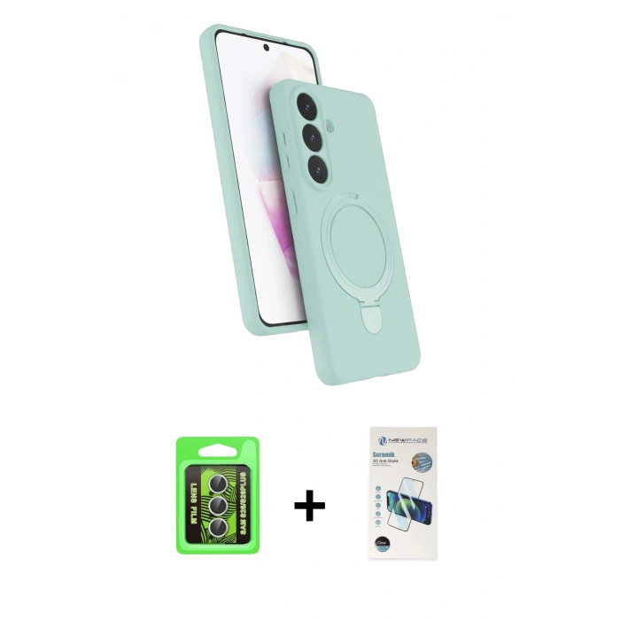 MARSİLYAN™- Galaxy S26 Plus Kılıf İz Işık Koleksiyonu - Siyah 3D Antistatik Seramik Nano Ekran Koruyucu + Raze Metal Kamera Lens - GS