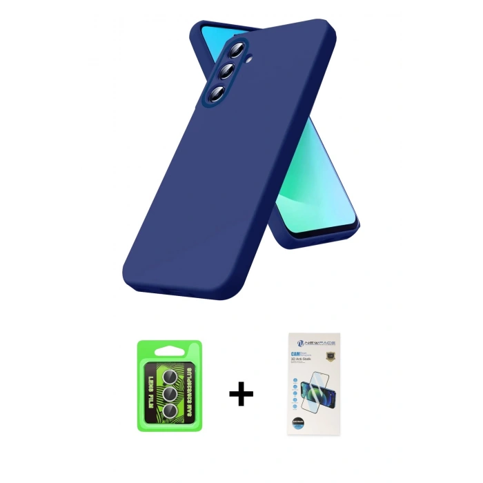 MARSİLYAN™- Galaxy S26 Plus Kılıf Kozmos Yansıma Özel Seri - Siyah 3D Antistatik Cam Ekran Koruyucu + Raze Metal Kamera Lens - GS