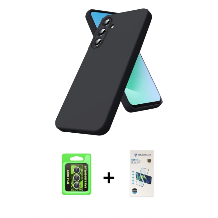 MARSİLYAN™- Galaxy S26 Plus Kılıf Kozmos Yansıma Özel Seri - Siyah 3D Antistatik Cam Ekran Koruyucu + Raze Metal Kamera Lens - GS