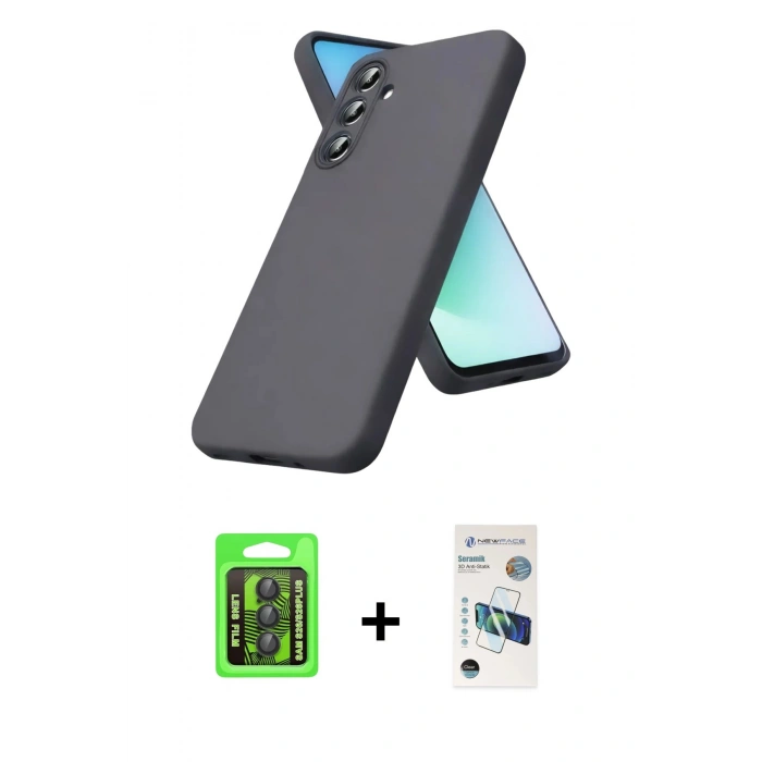 MARSİLYAN™- Galaxy S26 Plus Kılıf Kozmos Yansıma Özel Seri - Siyah 3D Antistatik Seramik Nano Ekran Koruyucu + Raze Metal Kamera Lens - SH