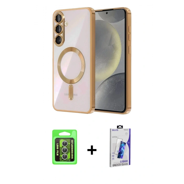 MARSİLYAN™- Galaxy S26 Plus Kılıf Nova Işık Özel Seri - Siyah Bilvis 3D Cam Ekran Koruyucu + Raze Metal Kamera Lens - GS