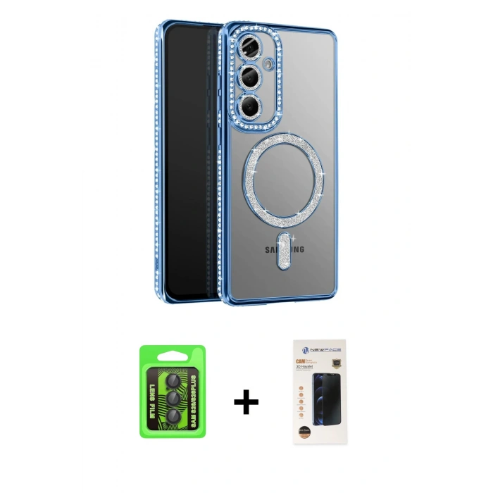 MARSİLYAN™- Galaxy S26 Plus Kılıf Siluet Işık Serisi - Siyah 3D Antistatik Hayalet Cam Ekran Koruyucu + Raze Metal Kamera Lens - SH
