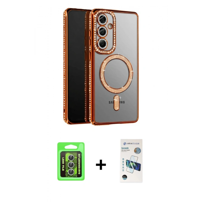 MARSİLYAN™- Galaxy S26 Plus Kılıf Siluet Işık Serisi - Siyah 3D Antistatik Seramik Nano Ekran Koruyucu + Raze Metal Kamera Lens - GS