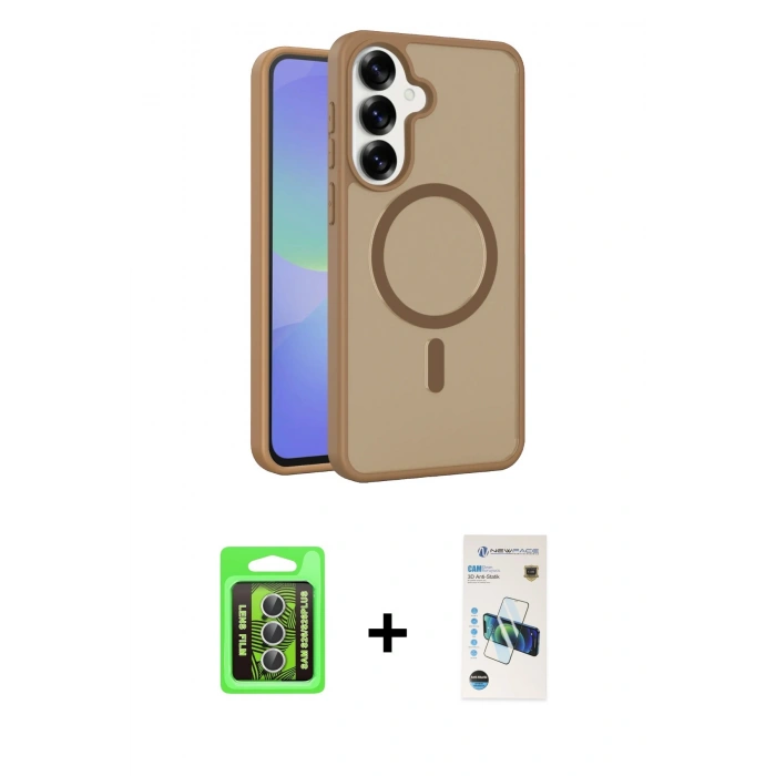 MARSİLYAN™- Galaxy S26 Plus Kılıf Siluet Minimal Prime - Siyah 3D Antistatik Cam Ekran Koruyucu + Raze Metal Kamera Lens - GS