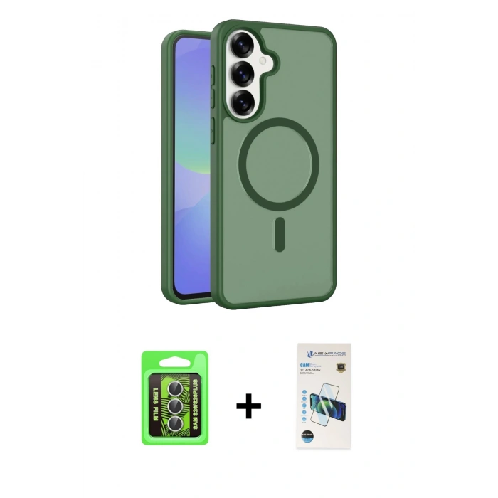 MARSİLYAN™- Galaxy S26 Plus Kılıf Siluet Minimal Prime - Siyah 3D Antistatik Cam Ekran Koruyucu + Raze Metal Kamera Lens - GS