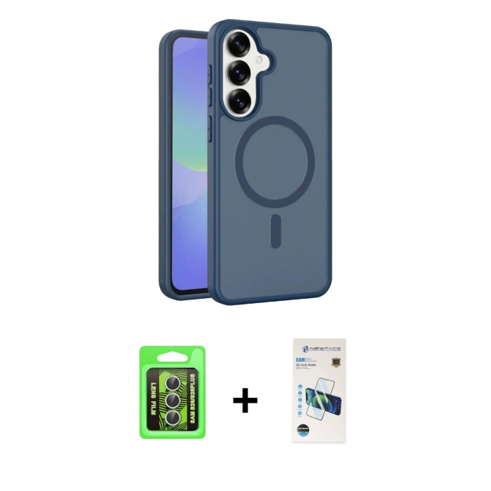 MARSİLYAN™- Galaxy S26 Plus Kılıf Siluet Minimal Prime - Siyah 3D Antistatik Cam Ekran Koruyucu + Raze Metal Kamera Lens - GS