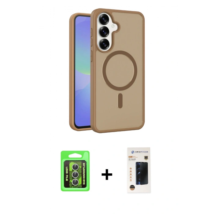 MARSİLYAN™- Galaxy S26 Plus Kılıf Siluet Minimal Prime - Siyah 3D Antistatik Hayalet Cam Ekran Koruyucu + Raze Metal Kamera Lens - GS