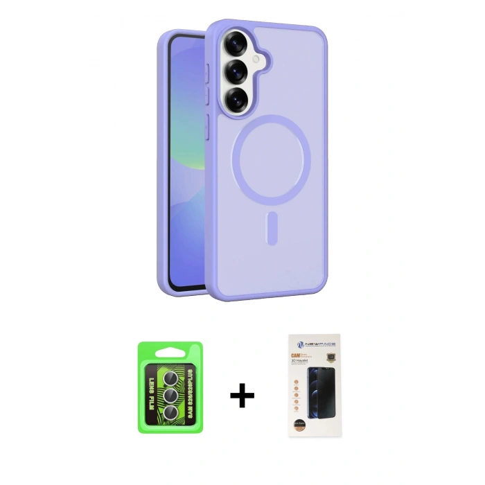 MARSİLYAN™- Galaxy S26 Plus Kılıf Siluet Minimal Prime - Siyah 3D Antistatik Hayalet Cam Ekran Koruyucu + Raze Metal Kamera Lens - GS