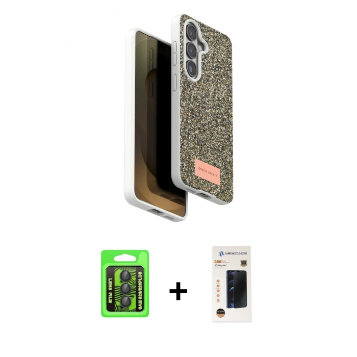 MARSİLYAN™- Galaxy S26 Plus Kılıf Vadi Klasik Serisi - Siyah 3D Antistatik Hayalet Cam Ekran Koruyucu + Raze Metal Kamera Lens - SH