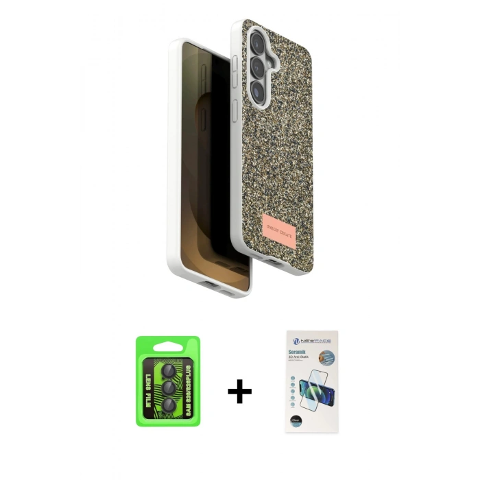 MARSİLYAN™- Galaxy S26 Plus Kılıf Vadi Klasik Serisi - Siyah 3D Antistatik Seramik Nano Ekran Koruyucu + Raze Metal Kamera Lens - SH