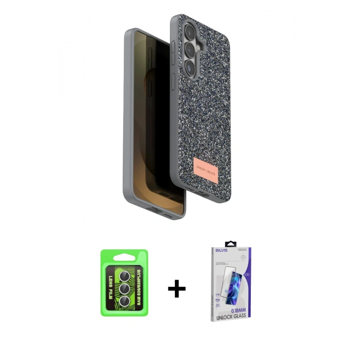 MARSİLYAN™- Galaxy S26 Plus Kılıf Vadi Klasik Serisi - Siyah Bilvis 3D Cam Ekran Koruyucu + Raze Metal Kamera Lens - GS